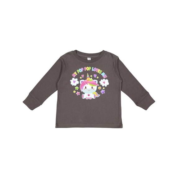 Inktastic My Pop Pop Loves Me with Cute Rainbow Unicorn Boys or Girls Long Sleeve Toddler T-Shirt