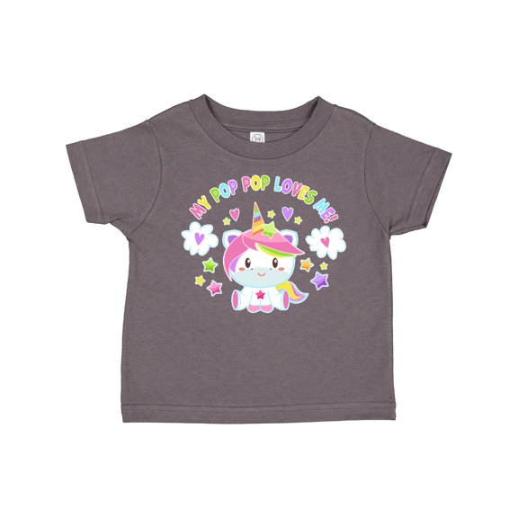 Inktastic My Pop Pop Loves Me with Cute Rainbow Unicorn Boys or Girls Toddler T-Shirt