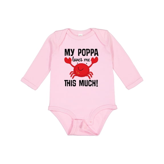 Inktastic My Poppa Loves Me Childs Crab Boys or Girls Long Sleeve Baby Bodysuit