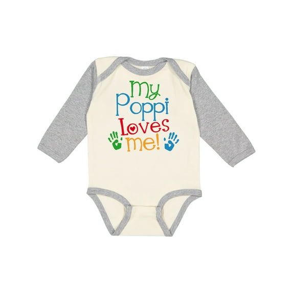 Inktastic My Poppi Loves Me Boys or Girls Long Sleeve Baby Bodysuit