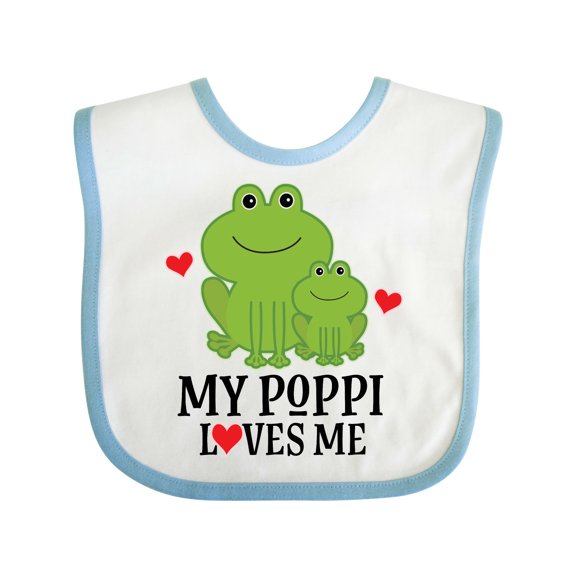 Inktastic My Poppi Loves Me Grandson Frog Boys Baby Bib