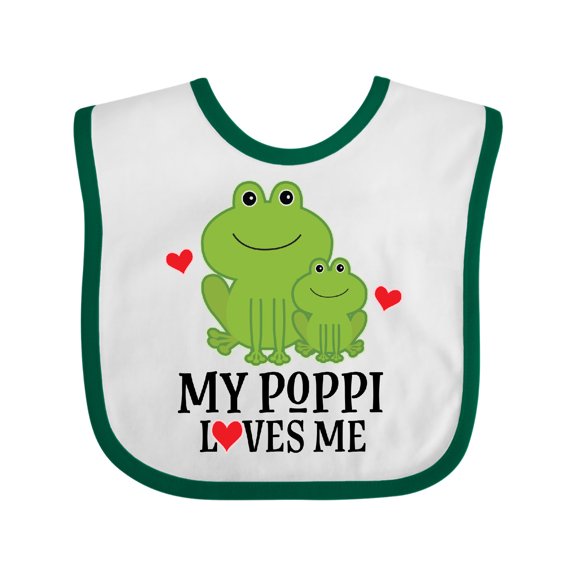 Inktastic My Poppi Loves Me Grandson Frog Boys Baby Bib