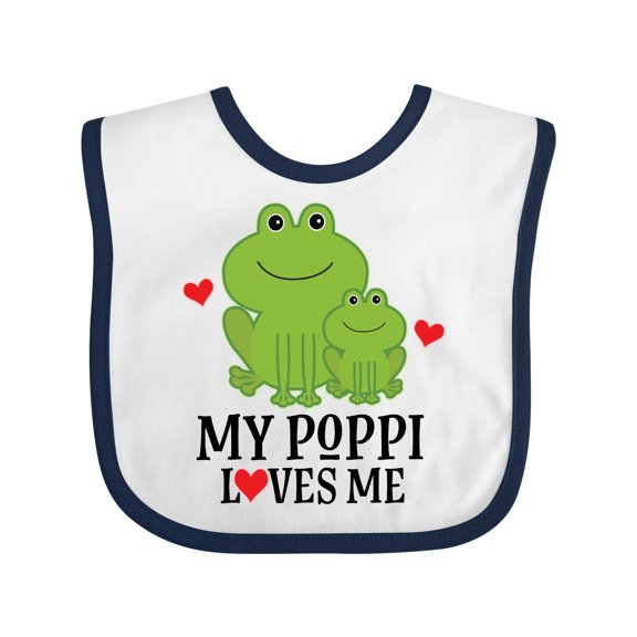 Inktastic My Poppi Loves Me Grandson Frog Boys Baby Bib