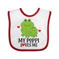 thumbnail image 1 of Inktastic My Poppi Loves Me Grandson Frog Boys Baby Bib, 1 of 4