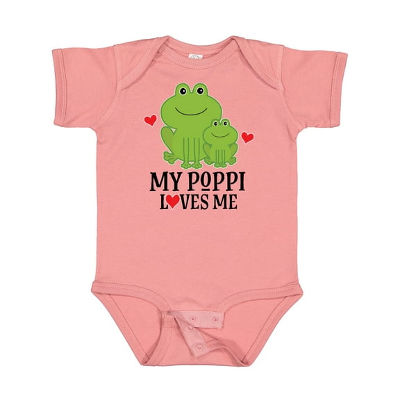 Inktastic My Poppi Loves Me Grandson Frog Boys Baby Bodysuit