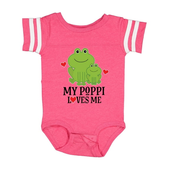 Inktastic My Poppi Loves Me Grandson Frog Boys Baby Bodysuit