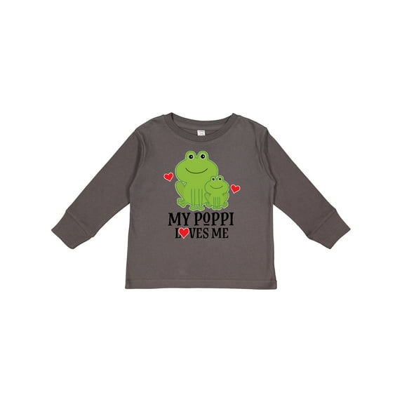 Inktastic My Poppi Loves Me Grandson Frog Boys Long Sleeve Toddler T-Shirt