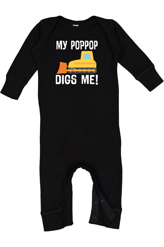 My Poppop Loves Me Grandson Truck Baby Romper Coveralls