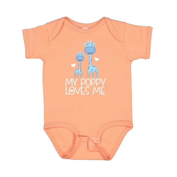 Inktastic My Poppy Loves Me Boys Giraffe Grandson Boys Baby Bodysuit