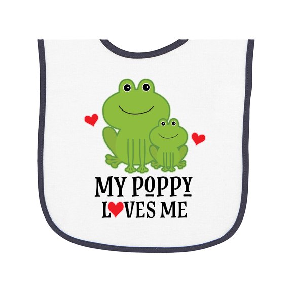 Inktastic My Poppy Loves Me Grandson Frog Baby Terry Cloth Bib