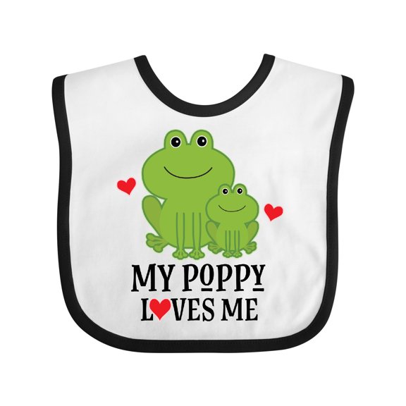 Inktastic My Poppy Loves Me Grandson Frog Boys Baby Bib