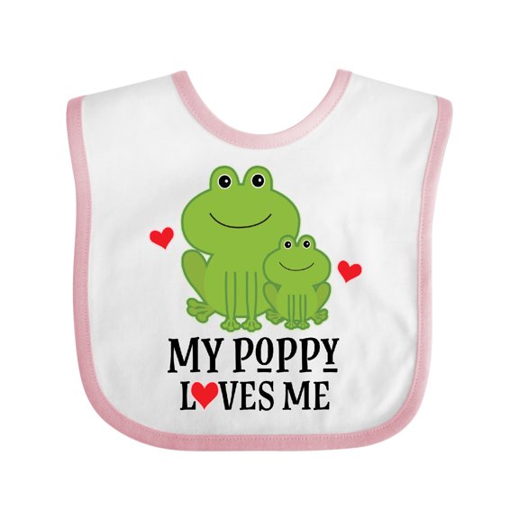 Inktastic My Poppy Loves Me Grandson Frog Boys Baby Bib