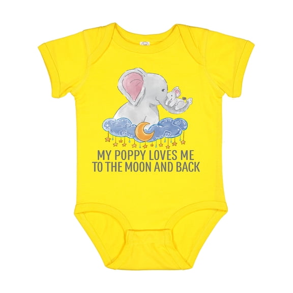 Inktastic My Poppy Loves Me to the Moon and Back Elephants in Clouds Boys or Girls Baby Bodysuit