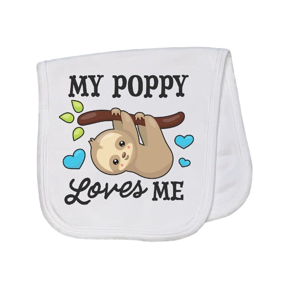 Inktastic My Poppy Loves Me with Sloth and Hearts Baby Burp Cloth
