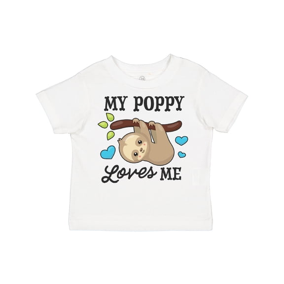 Inktastic My Poppy Loves Me with Sloth and Hearts Boys or Girls Toddler T-Shirt