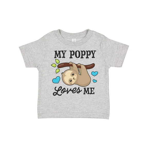 Inktastic My Poppy Loves Me with Sloth and Hearts Boys or Girls Toddler T-Shirt