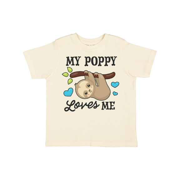 Inktastic My Poppy Loves Me with Sloth and Hearts Boys or Girls Toddler T-Shirt