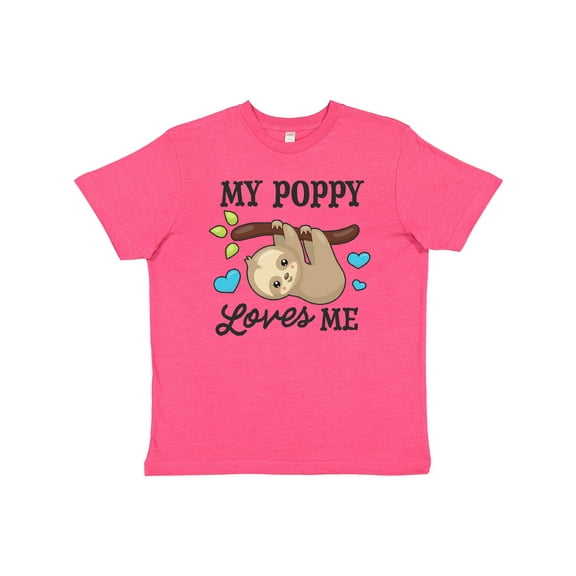 Inktastic My Poppy Loves Me with Sloth and Hearts Youth T-Shirt