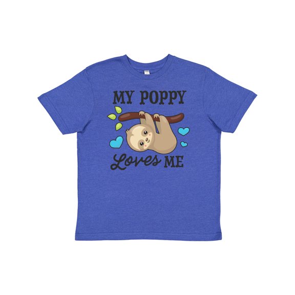 Inktastic My Poppy Loves Me with Sloth and Hearts Youth T-Shirt