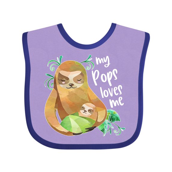 Inktastic My Pops Loves Me Cute Sloth and Baby Boys or Girls Baby Bib