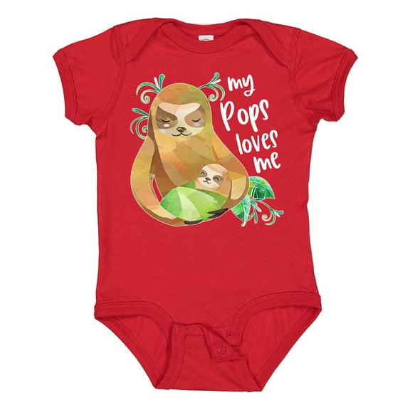 Inktastic My Pops Loves Me- Cute Sloth and Baby Boys or Girls Baby Bodysuit