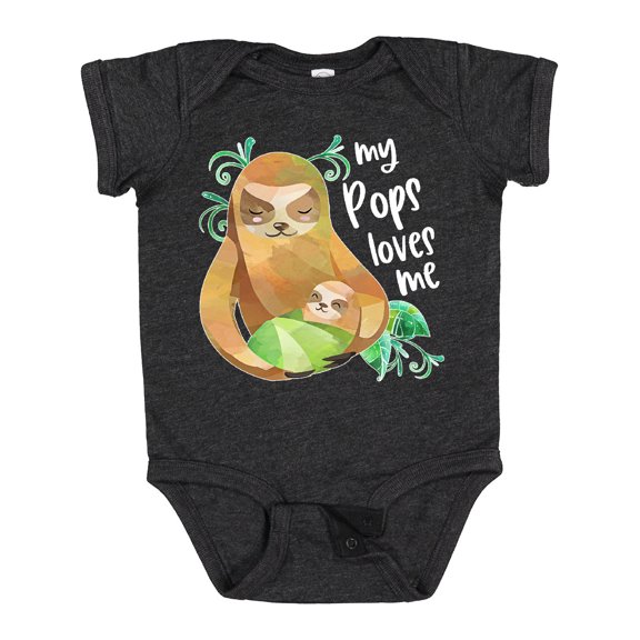 Inktastic My Pops Loves Me- Cute Sloth and Baby Boys or Girls Baby Bodysuit