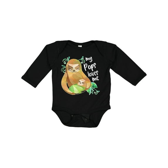 Inktastic My Pops Loves Me- Cute Sloth and Baby Boys or Girls Long Sleeve Baby Bodysuit