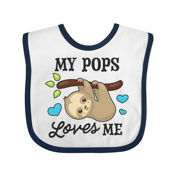 Inktastic My Pops Loves Me with Sloth and Hearts Boys or Girls Baby Bib