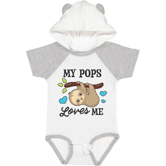 Inktastic My Pops Loves Me with Sloth and Hearts Boys or Girls Baby Bodysuit