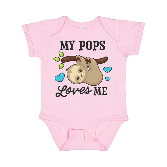 Inktastic My Pops Loves Me with Sloth and Hearts Boys or Girls Baby Bodysuit