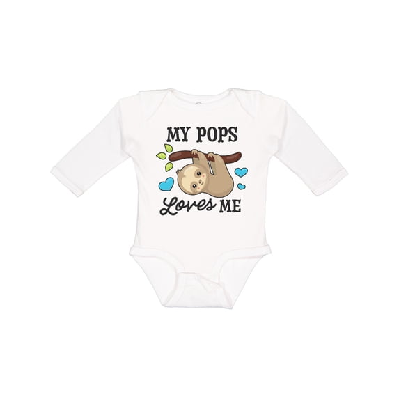 Inktastic My Pops Loves Me with Sloth and Hearts Boys or Girls Long Sleeve Baby Bodysuit