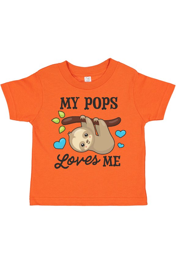 My Pops Loves Me with Sloth and Hearts Boys or Girls Toddler T-Shirt
