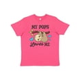 thumbnail image 1 of Inktastic My Pops Loves Me with Sloth and Hearts Youth T-Shirt, 1 of 5