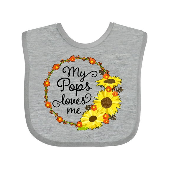 Inktastic My Pops Loves Me with Sunflower Wreath Boys or Girls Baby Bib