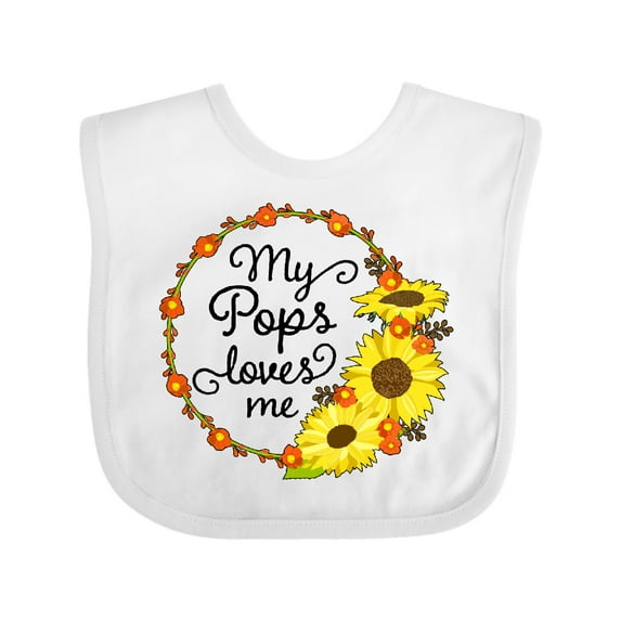 Inktastic My Pops Loves Me with Sunflower Wreath Boys or Girls Baby Bib