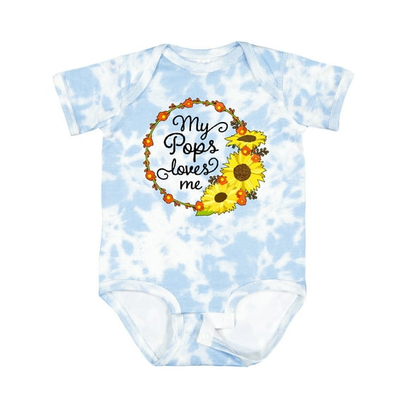 Inktastic My Pops Loves Me with Sunflower Wreath Boys or Girls Baby Bodysuit