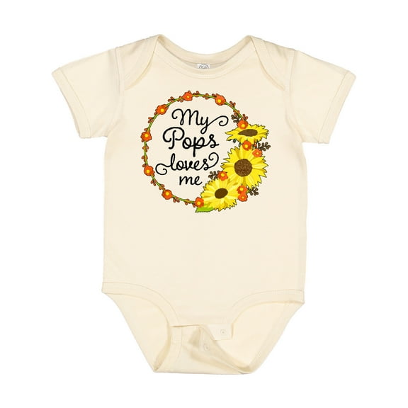Inktastic My Pops Loves Me with Sunflower Wreath Boys or Girls Baby Bodysuit