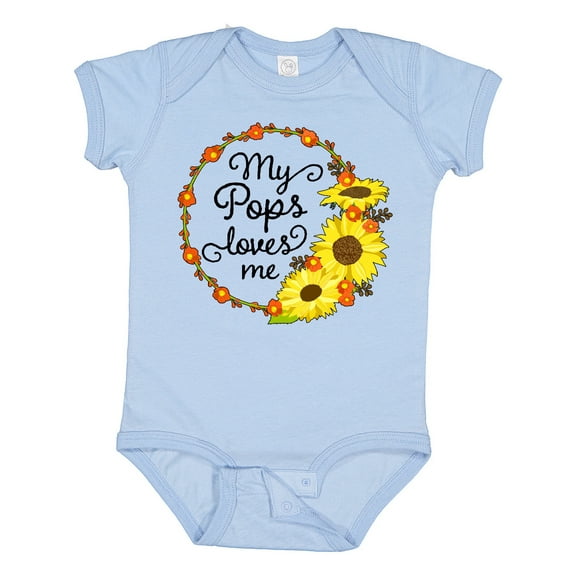 Inktastic My Pops Loves Me with Sunflower Wreath Boys or Girls Baby Bodysuit