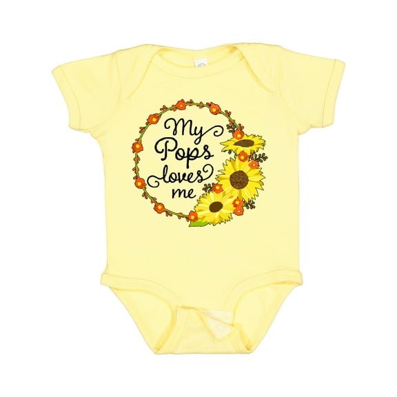 Inktastic My Pops Loves Me with Sunflower Wreath Boys or Girls Baby Bodysuit