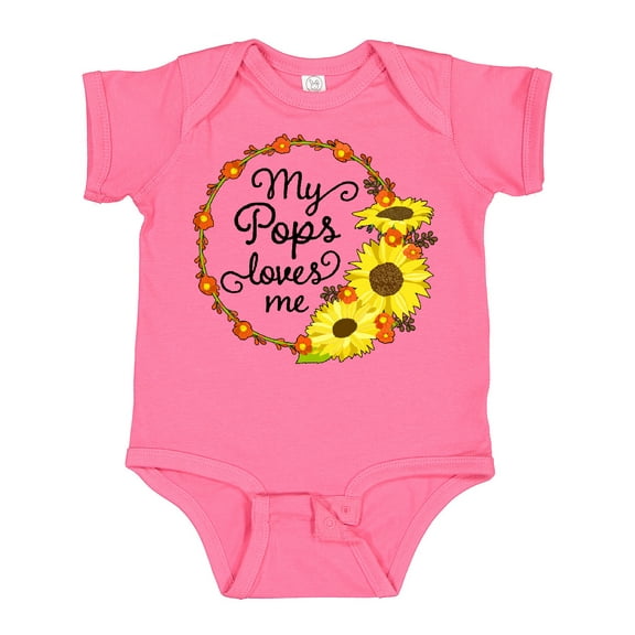 Inktastic My Pops Loves Me with Sunflower Wreath Boys or Girls Baby Bodysuit