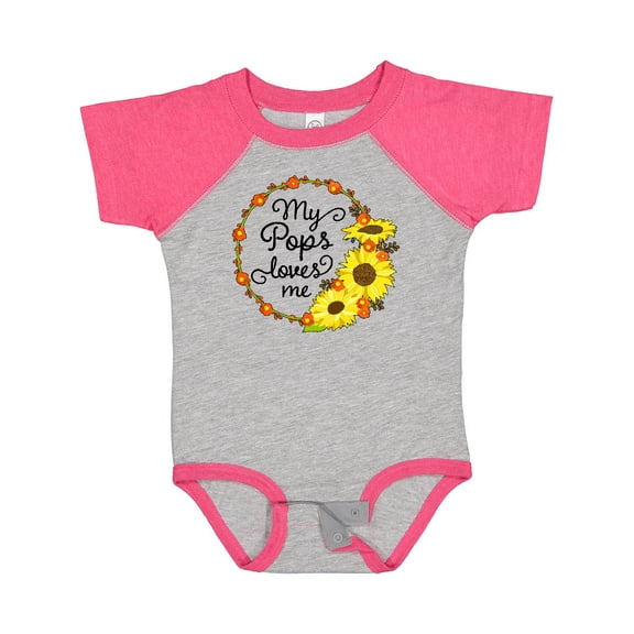 Inktastic My Pops Loves Me with Sunflower Wreath Boys or Girls Baby Bodysuit