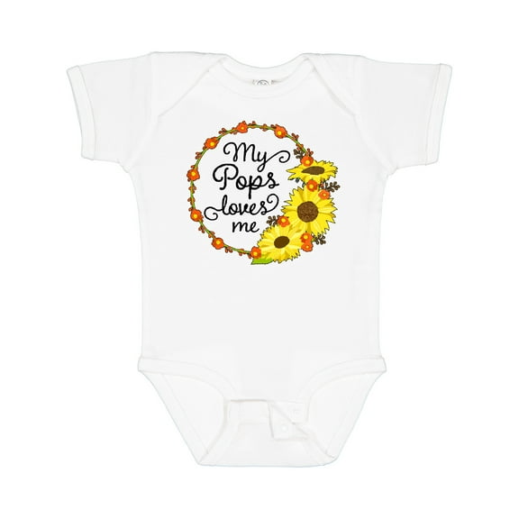 Inktastic My Pops Loves Me with Sunflower Wreath Boys or Girls Baby Bodysuit