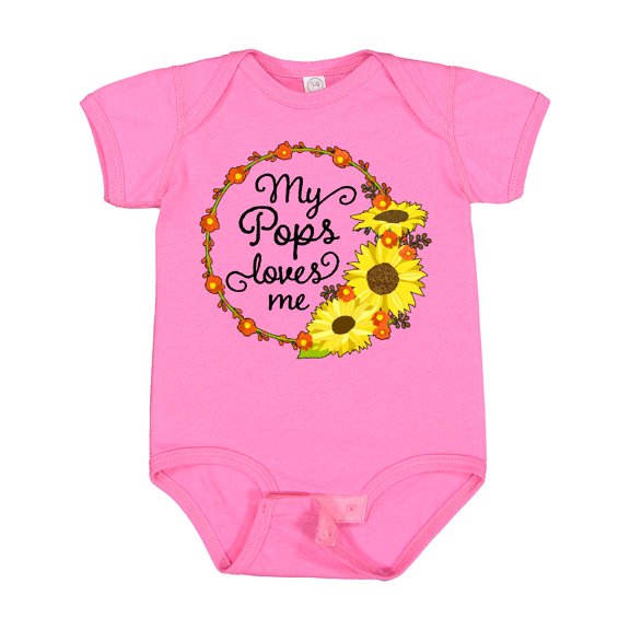 Inktastic My Pops Loves Me with Sunflower Wreath Boys or Girls Baby Bodysuit