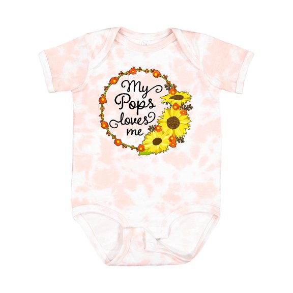 Inktastic My Pops Loves Me with Sunflower Wreath Boys or Girls Baby Bodysuit