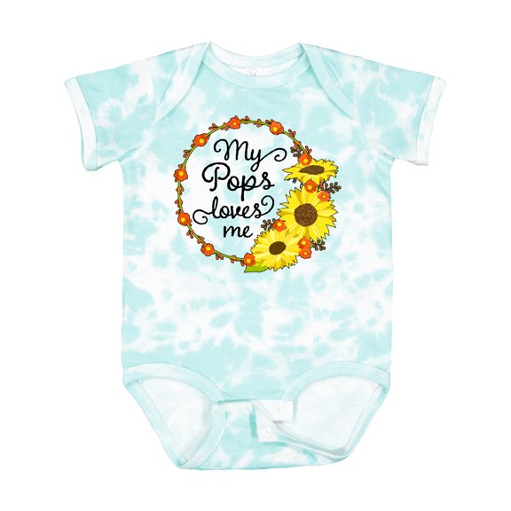 Inktastic My Pops Loves Me with Sunflower Wreath Boys or Girls Baby Bodysuit