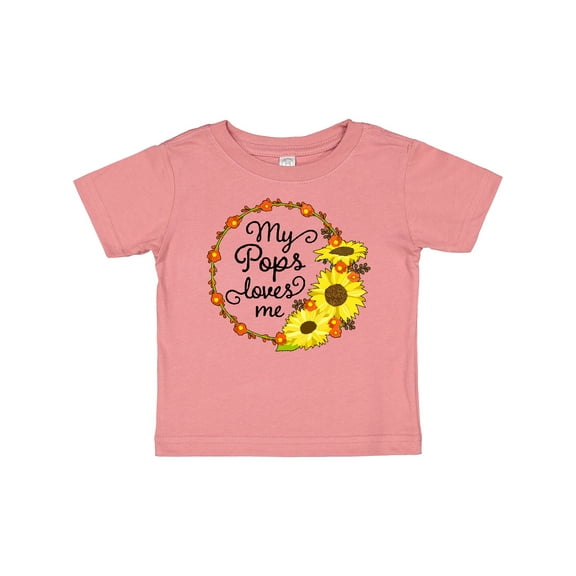 Inktastic My Pops Loves Me with Sunflower Wreath Boys or Girls Baby T-Shirt