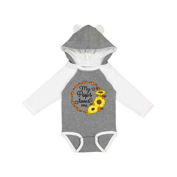 Inktastic My Pops Loves Me with Sunflower Wreath Boys or Girls Long Sleeve Baby Bodysuit