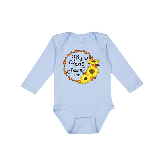 Inktastic My Pops Loves Me with Sunflower Wreath Boys or Girls Long Sleeve Baby Bodysuit