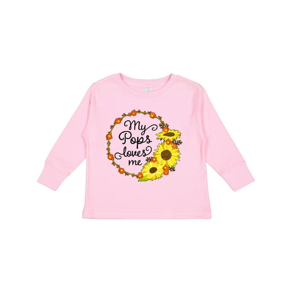 Inktastic My Pops Loves Me with Sunflower Wreath Boys or Girls Long Sleeve Toddler T-Shirt