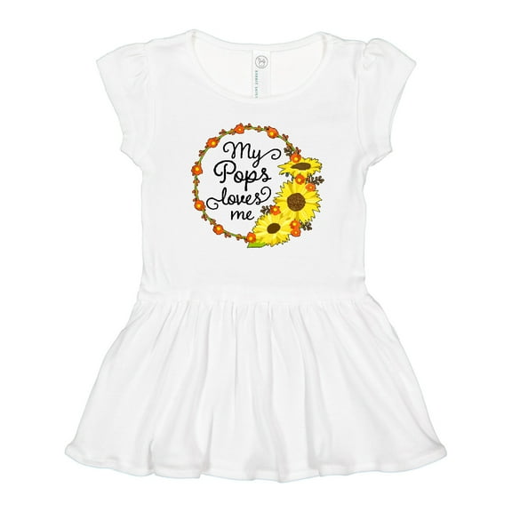 Inktastic My Pops Loves Me with Sunflower Wreath Girls Toddler Dress